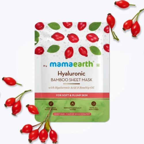Mamaearth Hyaluronic Bamboo Sheet Mask with Hyaluronic Acid & Rosehip Oil - 25gm