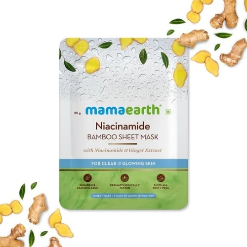 Mamaearth Niacinamide Bamboo Sheet Mask with Niacinamide & Ginger Extract - 25G