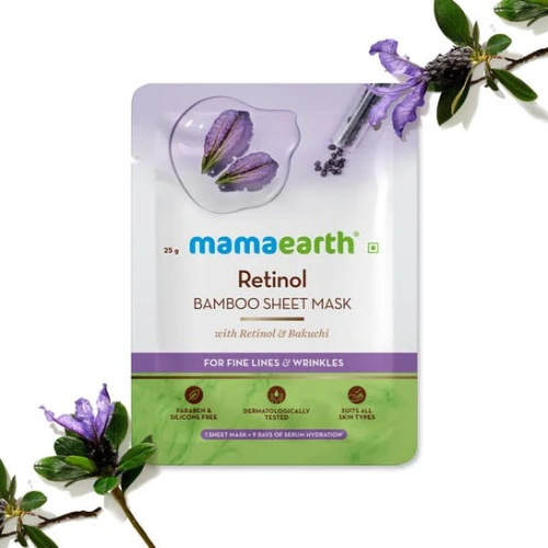 Mamaearth Retinol Bamboo Sheet Mask with Retinol & Bakuchi - 25gm