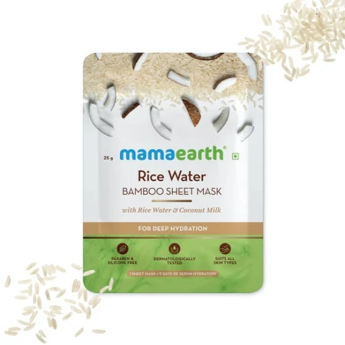 Mamaearth Rice Water Bamboo Sheet Mask with Rice Water & Coconut Milk - 25gm
