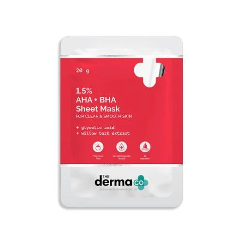 The Derma Co. 1.5% AHA+BHA Sheet Mask 20gm