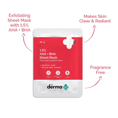 The Derma Co. 1.5% AHA+BHA Sheet Mask 20gm