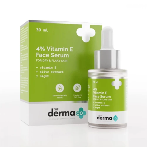The Derma Co 4% Vitamin E Face Serum with Vitamin E and Olive Extract for Dry & Flaky Skin - 30 ml