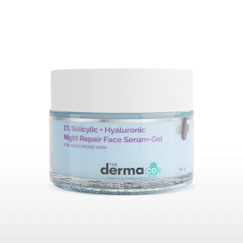 The Derma Co. 1% Salicylic + Hyaluronic Night Repair Face Serum-Gel 50gm