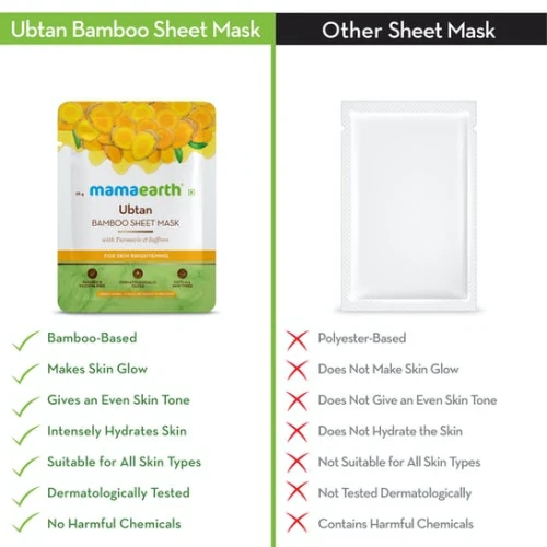 Mamaearth Ubtan Bamboo Sheet Mask with Turmeric & Saffron - 25gm