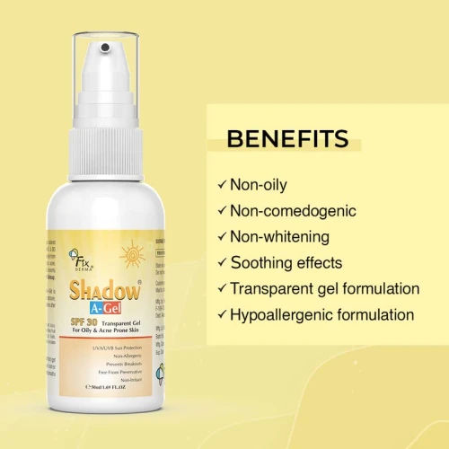 Fixderma Shadow Sunscreen A-Gel SPF 30 For Oily Skin - 50ml
