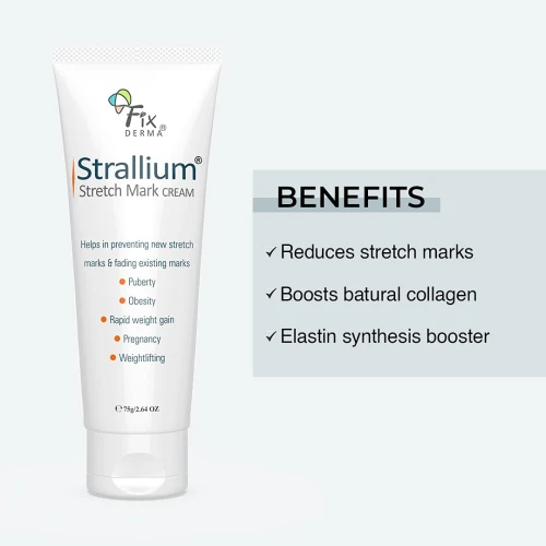Fixderma Strallium Stretch Mark Cream, Removes Pregnancy stretch marks, Scar removal and Moisturizing Cream, Stretch mark remover for Stomach, thighs & all body parts- 75g