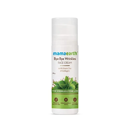 Mamaearth Bye Bye Wrinkles Face Cream Face Moisturizer For Women Anti Ageing, For Fine Line & Wrinkles, With Green Tea & Collagen - 30 G