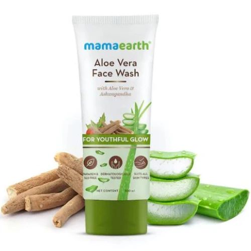 Mamaearth Aloe Vera Face Wash with Aloe Vera & Ashwagandha for a Youthful Glow - 100 ml