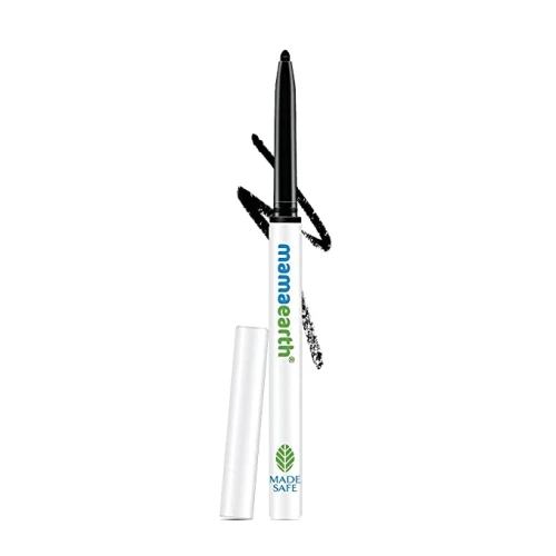 Mamaearth Long Stay Kajal Black Retractable Waterproof, with Vitamin C & Chamomile, Charcoal Black, Matte Finish
