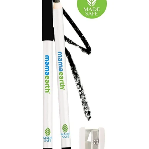 Mamaearth Charcoal Black Long Stay Kohl, Kajal Waterproof, 11-hour Smudge-free Stay, Free Sharpener