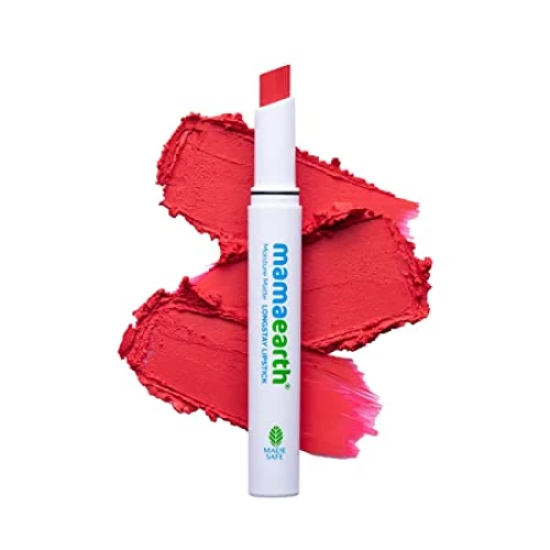 Mamaearth Moisture Matte Longstay Lipstick With Avocado Oil & Vitamin E For 12 Hour Long Stay - 06 Melon Red - 2 G