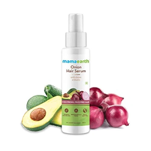 Mamaearth Onion Hair Serum For Silky & Smooth Hair, Tames Frizzy Hair, with Onion & Biotin for Strong, Tangle Free & Frizz-Free Hair - 100 ml
