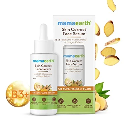 Mamaearth Skin Correct Face Serum Acne Scars removal cream with Niacinamide and Ginger Extract - 30 ml