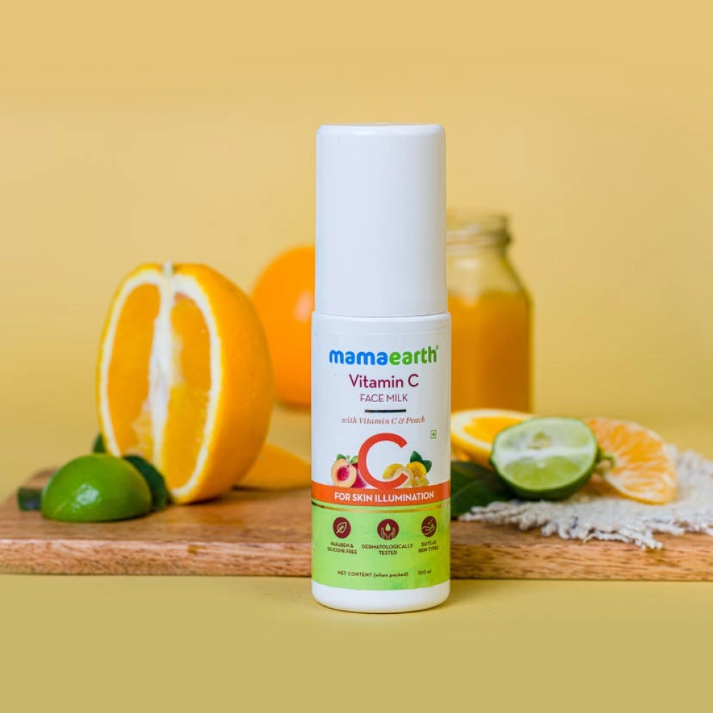 Mamaearth Vitamin C Face Milk with Vitamin C and Peach for Skin Illumination – 100 ml