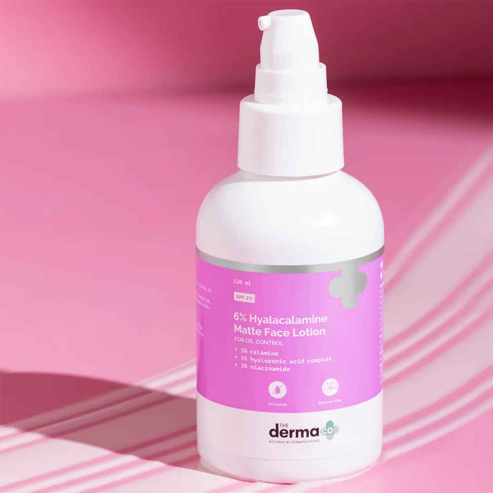 The Derma Co 6% Hyalacalamine Matte Face Lotion with Calamine & Hyaluronic Acid - 120 ml