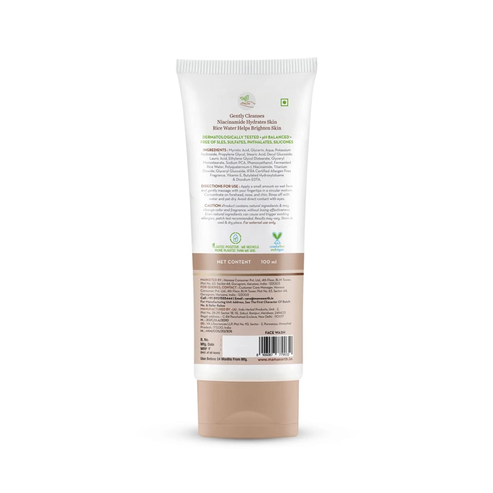 Mamaearth Rice Face Wash With Rice Water & Niacinamide for Glass Skin - 100 ml