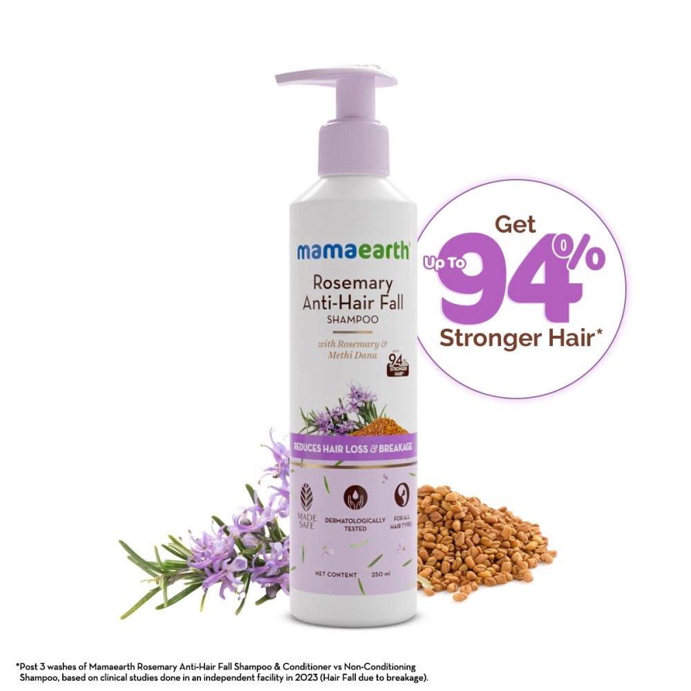 Mamaearth Rosemary Anti Hair Fall Shampoo with Rosemary & Methi Dana for Reducing Hair Loss & Breakage- 250 ml