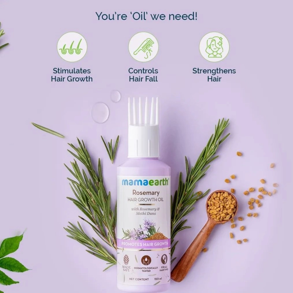 Mamaearth Rosemary Hair Growth Oil with Rosemary and Methi Dana for Promoting Hair Growth 150ml