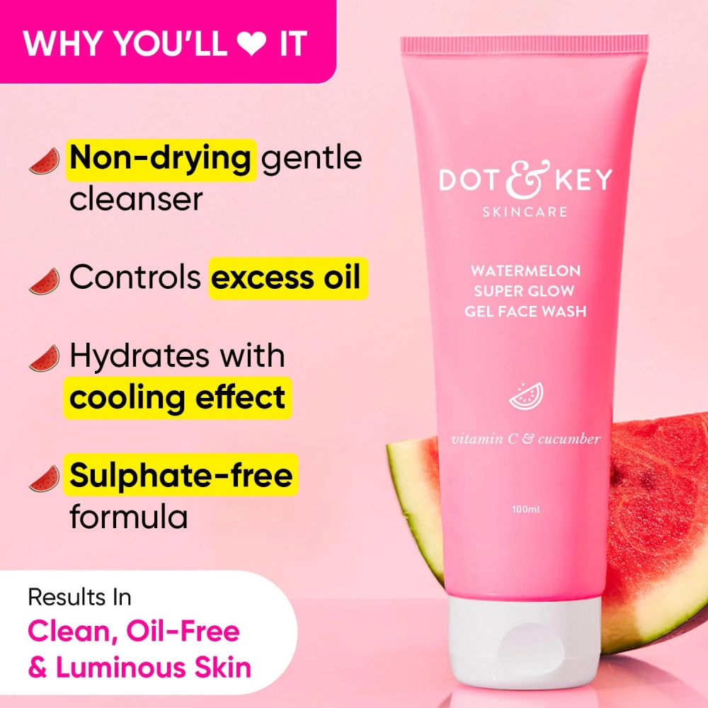 Dot & Key Watermelon Super Glow Gel Face Wash With Vitamin C & Cucumber 100ml