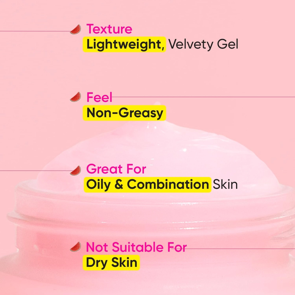 Dot & Key Watermelon Superglow Matte Oil Free Moisturizer For Face With Watermelon Extracts | Lightweight Gel, Controls Excess Oil, Hydrates & Plumps Skin, With Glycolic Acid For Oily Skin | 60Ml