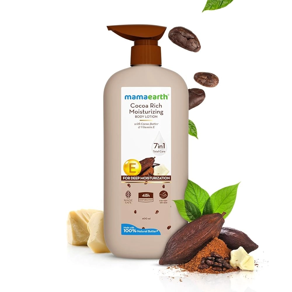 Mamaearth Cocoa Rich Moisturizing Body Lotion with Cocoa Butter & Vitamin E for Deep 48H Moisturization 400ml