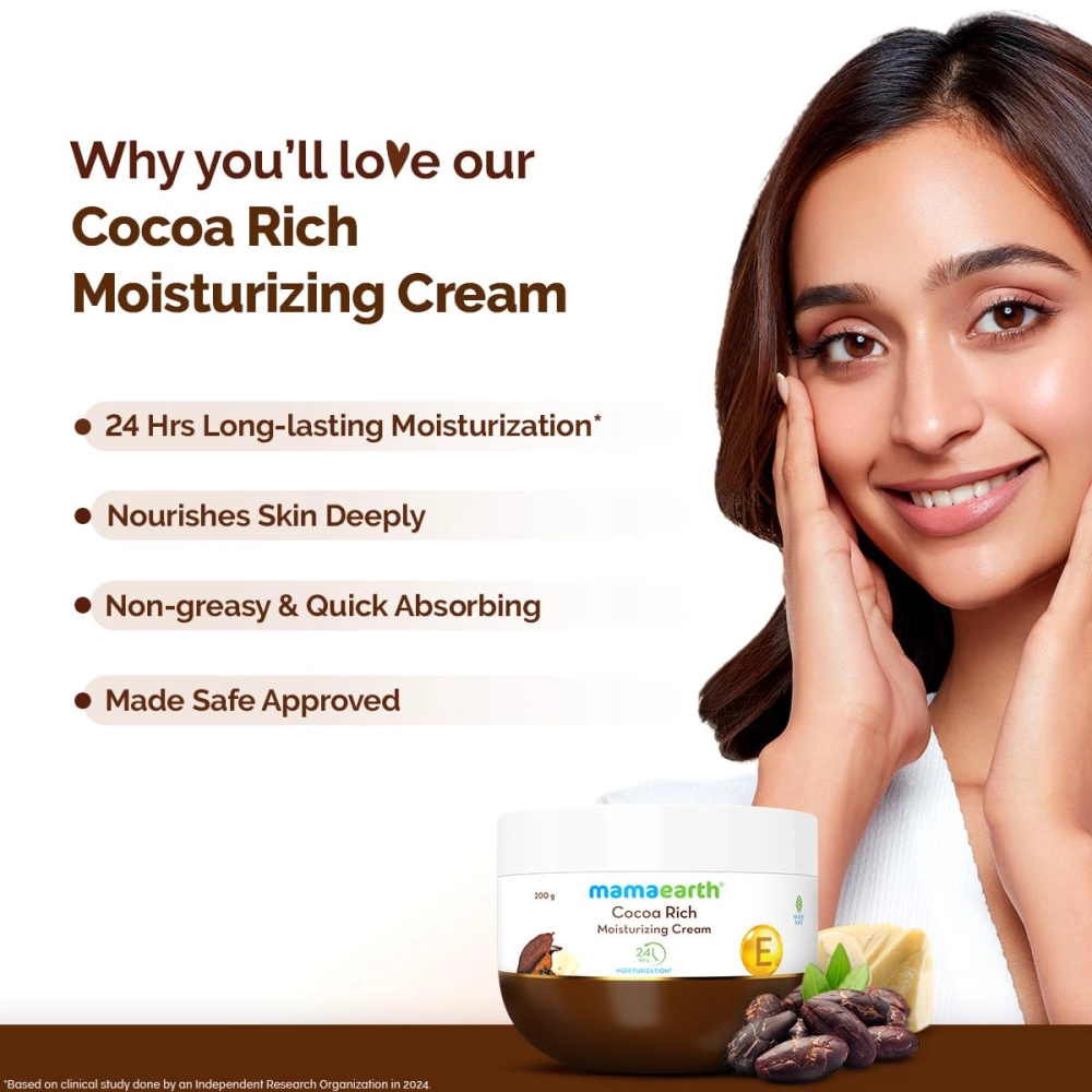 Mamaearth Cocoa Rich Moisturizing Cream with Cocoa Butter & Vit E for Deep Nourishment - 200g