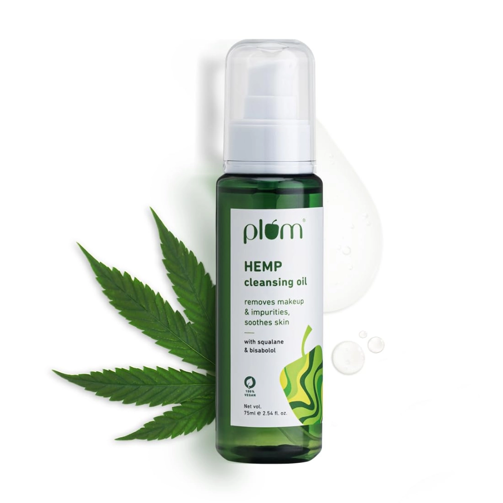 Plum Hemp Cleansing Oil with Squalane & Bisabolol , Removes makeup & impurities, soothes skin - 75ml
