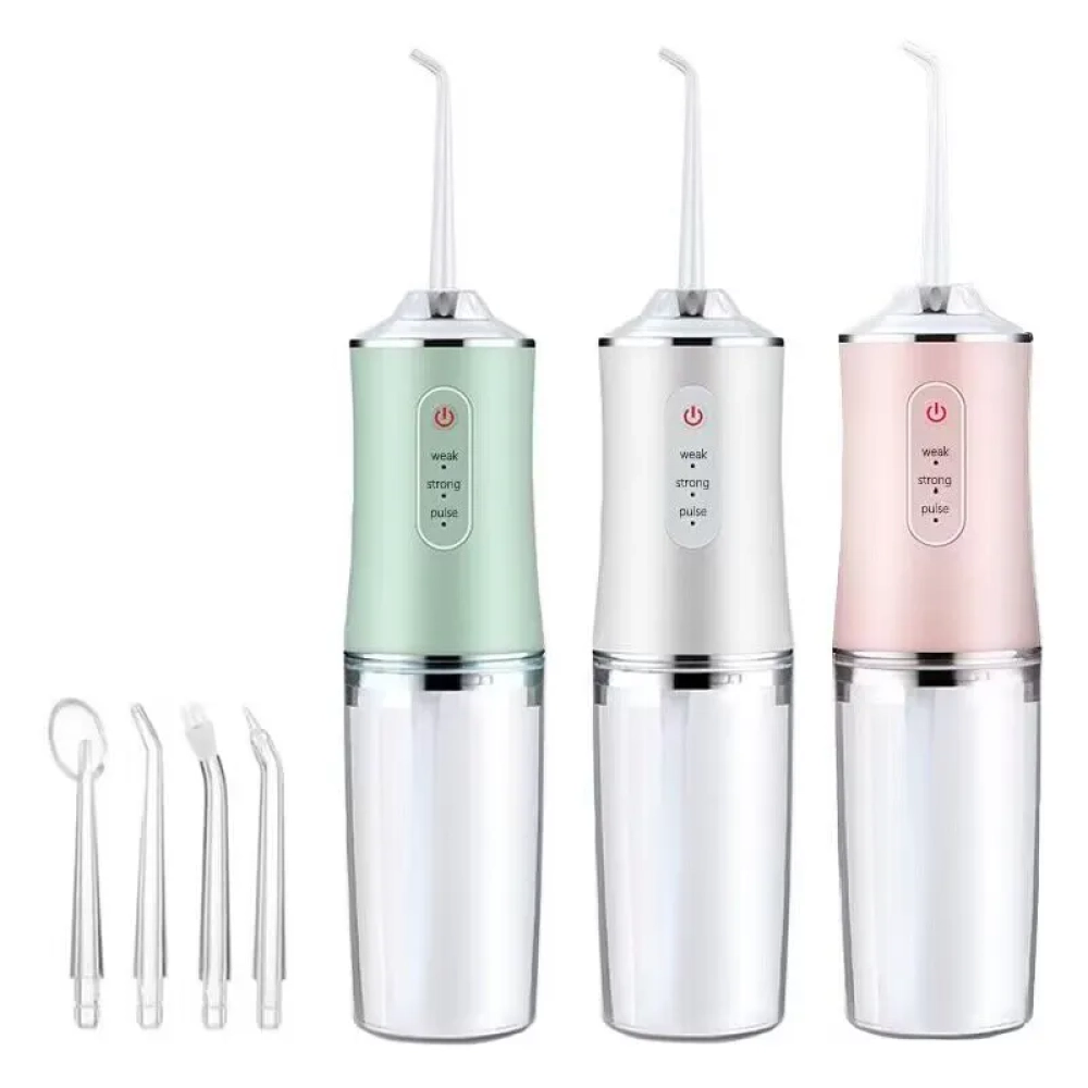 Dental Water Flosser 4 Nozzles Oral Cleaning Irrigator 3 Modes USB Rechargeable 220ML