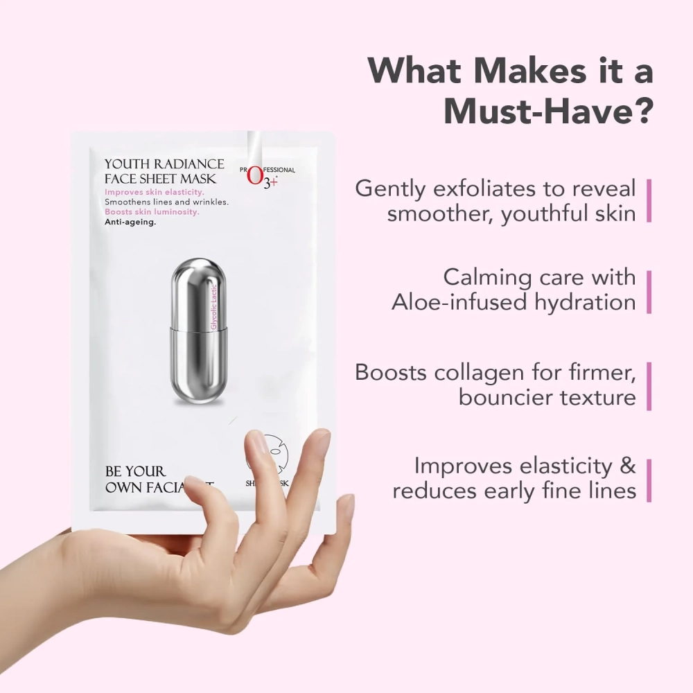 O3+ Facialist Youth Radiance Sheet Mask With Glycolic