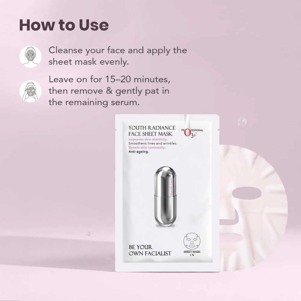 O3+ Facialist Youth Radiance Sheet Mask With Glycolic