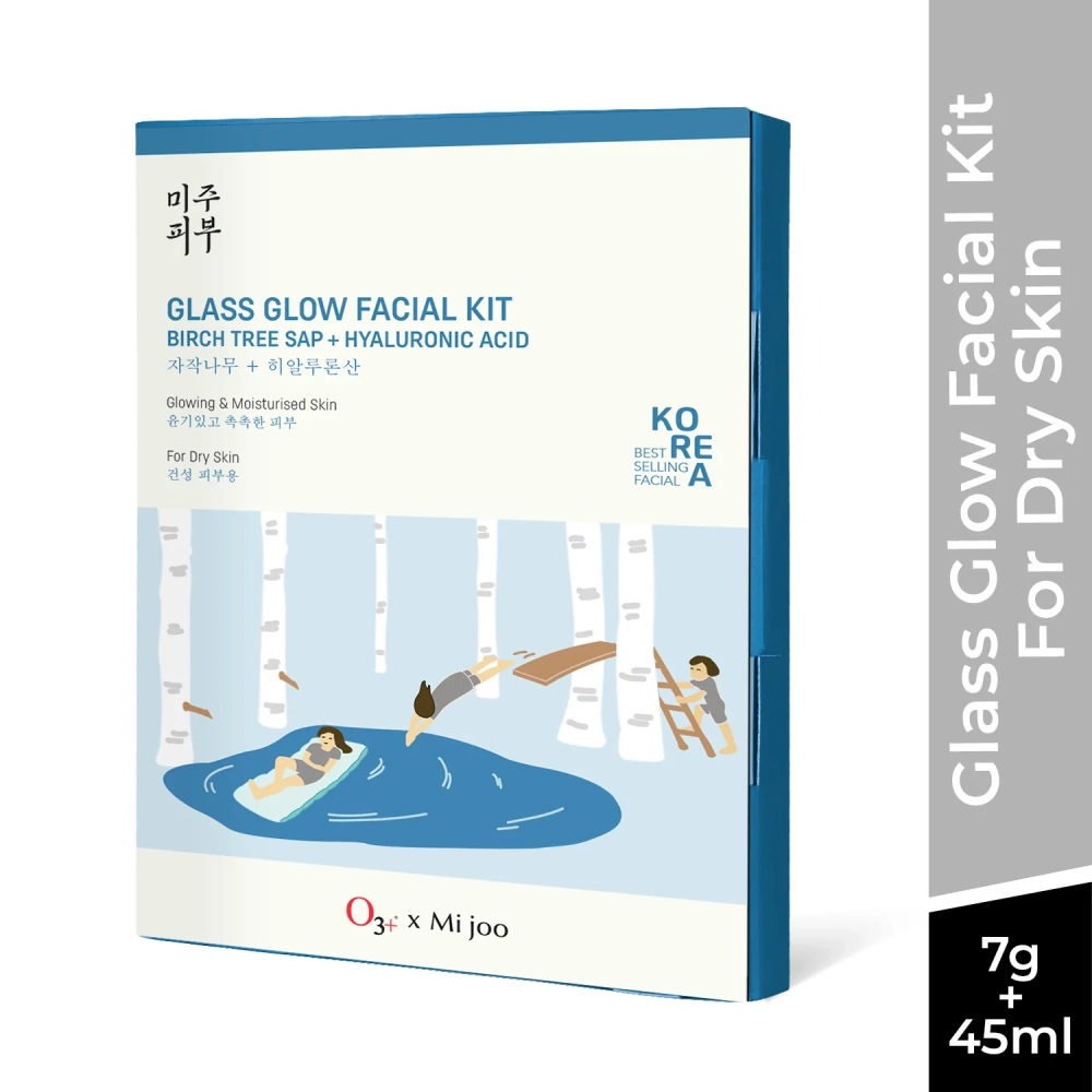 O3+ Korea Glass Glow Facial Kit With Birch Tree Sap & Hyaluronic Acid - Ideal For Dry Skin