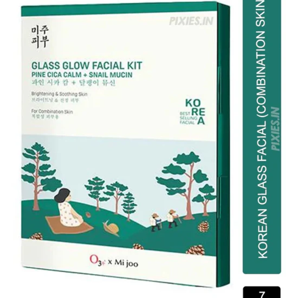 O3+ Mijoo Korea Glass Glow Facial Kit with Pine Cica & Snail Mucin - Ideal for Combination Skin